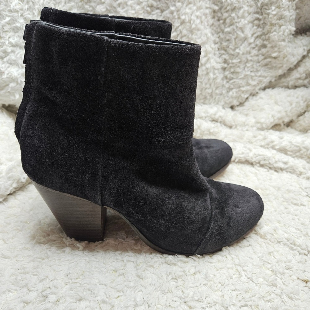 Rag & Bone Newbury Black Suede Leather Ankle Boots sz 38.5